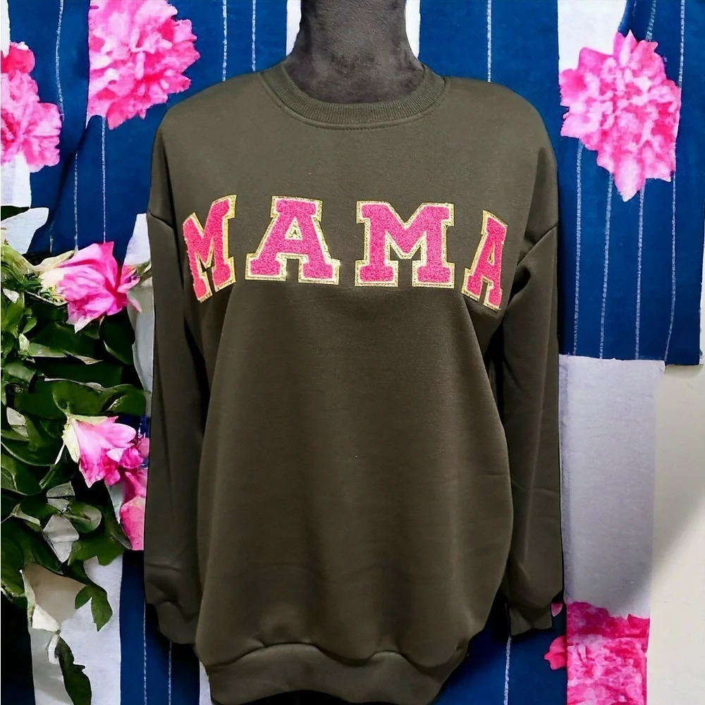 Women’s custom made Mama sweatshirt sm to xxl